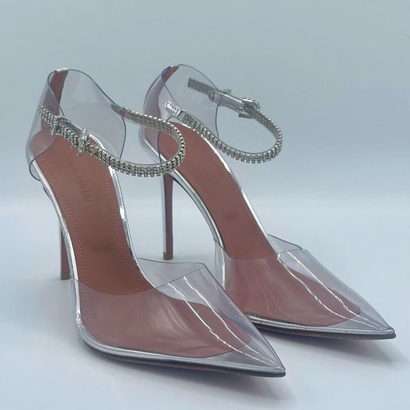 AMINA MUADDI Ursina Crystal-Embellished Glass Leather Pumps Size EU 39 US 9 NWOT - Picture 15 of 15